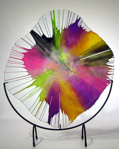 DD-231107  Energy Web Pink/Purple/Chartruese $395 at Hunter Wolff Gallery